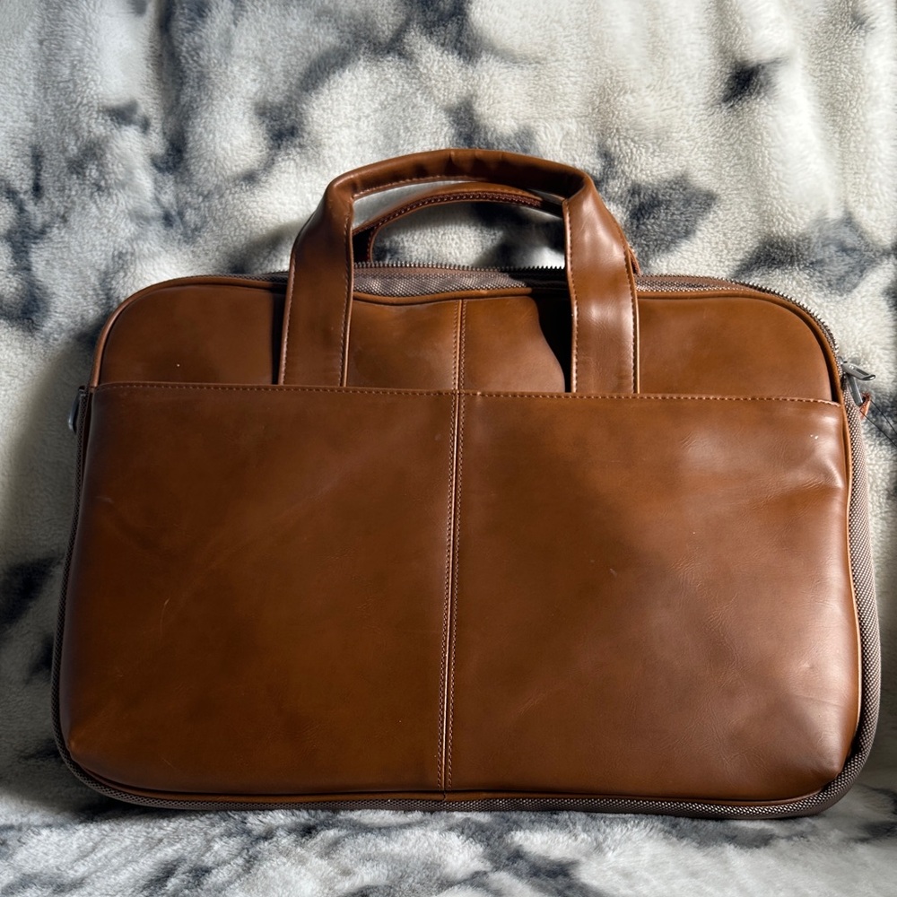Brown faux Leather laptop case new